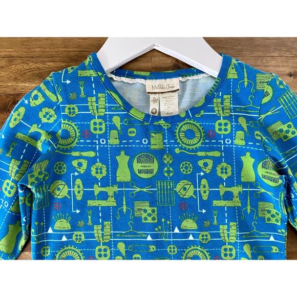 Matilda Jane It's A Wonderful Parade Sew Cute Knit Tee Blue Green Long Sleeves 4 - Picture 3 of 7